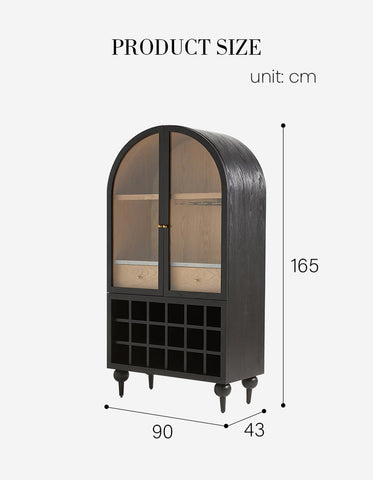 Akhtar Pahlavi Wine Sideboard With Glass Door & Wine Rack, Solid Wood