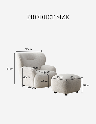 Carmen Armchair With Footstool, White Boucle