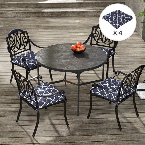 Outsunny 4-Piece Seat Cushion Pillows Replacement, Patio Chair Cushions Set with Ties for Indoor Outdoor, Blue