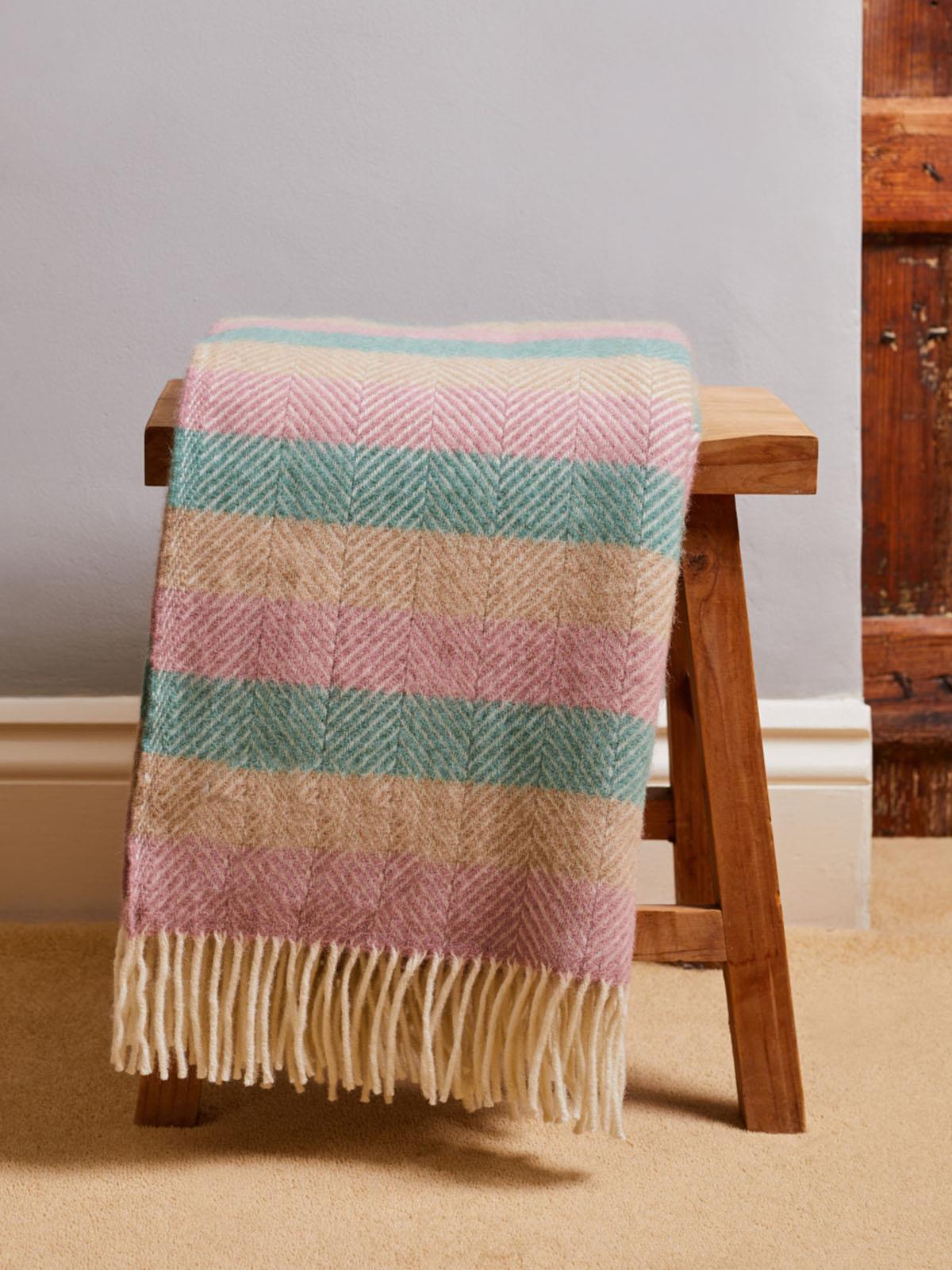 Stripe Pure New Wool Throw - Summer Breeze