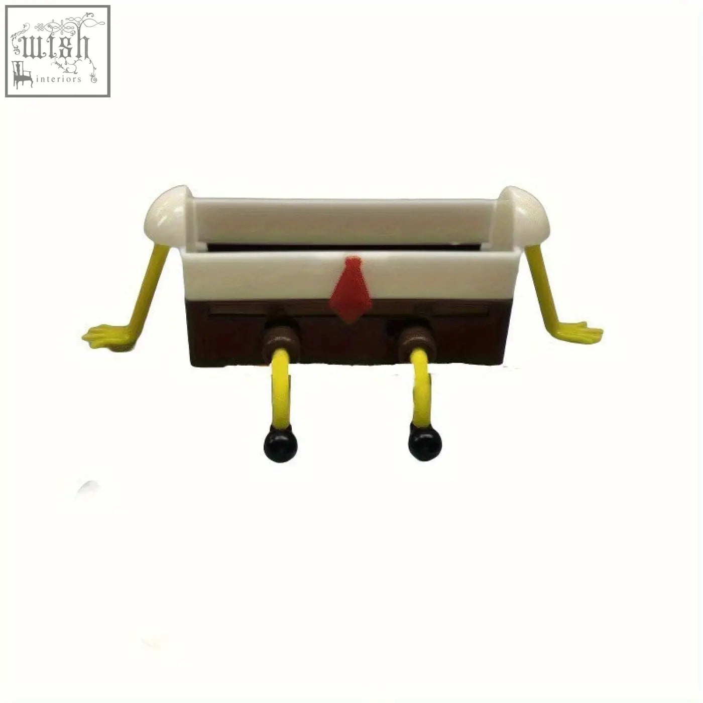 Plastic cartoon sponge drain rack shaped like spongebob with special features for bathroom and kitchen use