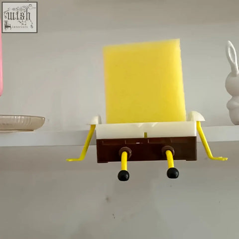 Yellow cartoon sponge drain rack with special features plastic hanging shower storage organizer for bathroom use