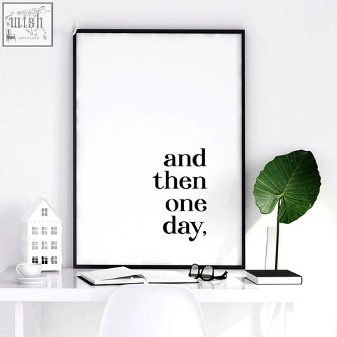Black-framed minimalist wall art print with bold text for 1st year anniversary gift bedroom decor