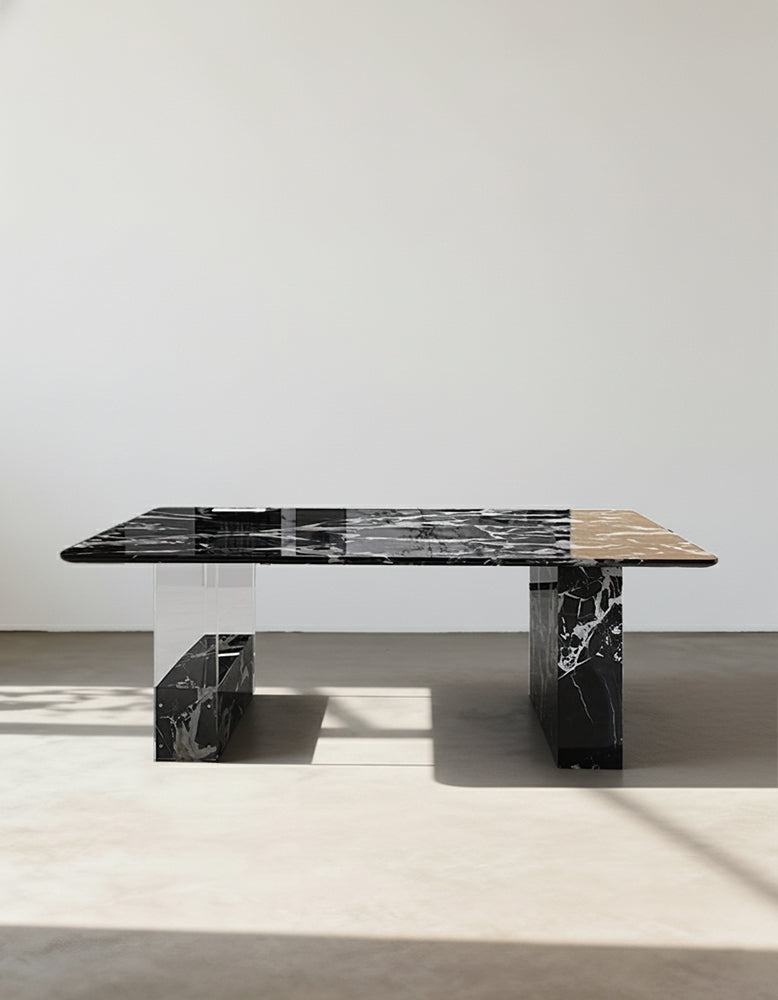 Blanchard Office Desk, Acrylic & Black Marble