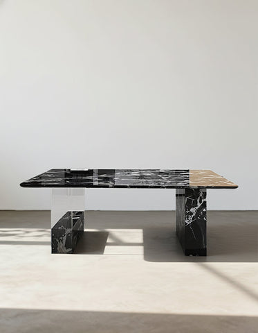 Blanchard Office Desk, Acrylic & Black Marble