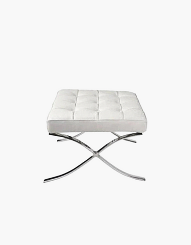 Barcelona Ottoman, Real Leather, White