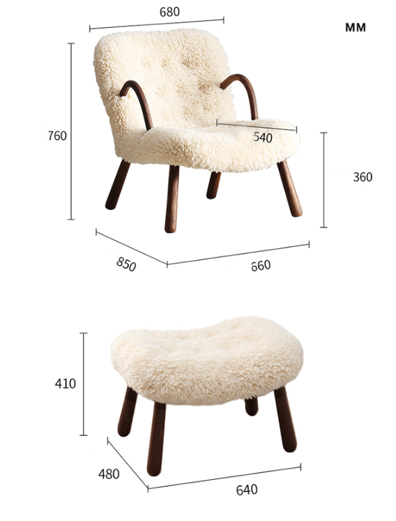 Arctander Clam Armchair Sheepskin, Long Hair
