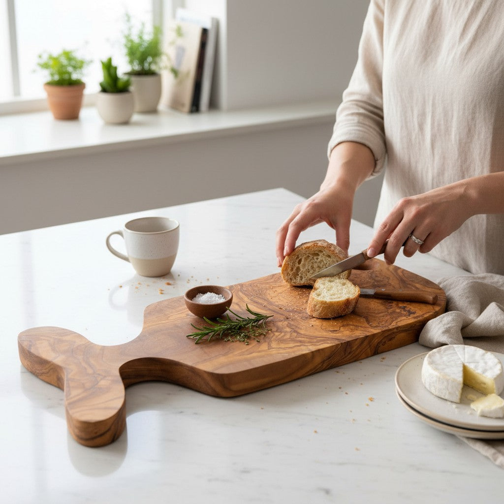 Handcrafted Fish-Shaped Olive Wood Serving Board - 36cm Artisan Charcuterie Platter & Cheese Board
