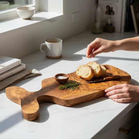 Handcrafted Fish-Shaped Olive Wood Serving Board - 36cm Artisan Charcuterie Platter & Cheese Board