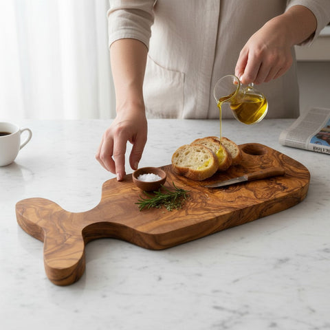 Handcrafted Fish-Shaped Olive Wood Serving Board - 36cm Artisan Charcuterie Platter & Cheese Board