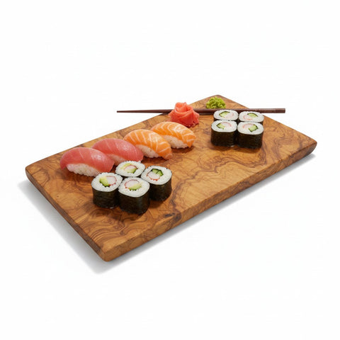 Handmade Olive Wood Rectangular Cutting Board | Thick Flat Cheese & Charcuterie Serving Board | Beautiful Natural Grain | 30–40 cm