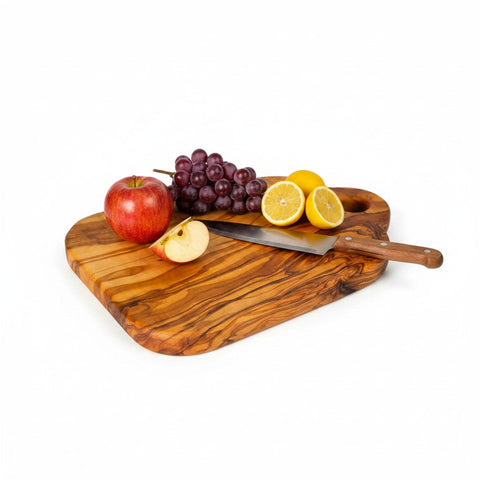 Handmade Olive Wood Mini Charcuterie Board with Handle | Small Cheese & Antipasti Serving Board | Natural Grain | 25 cm
