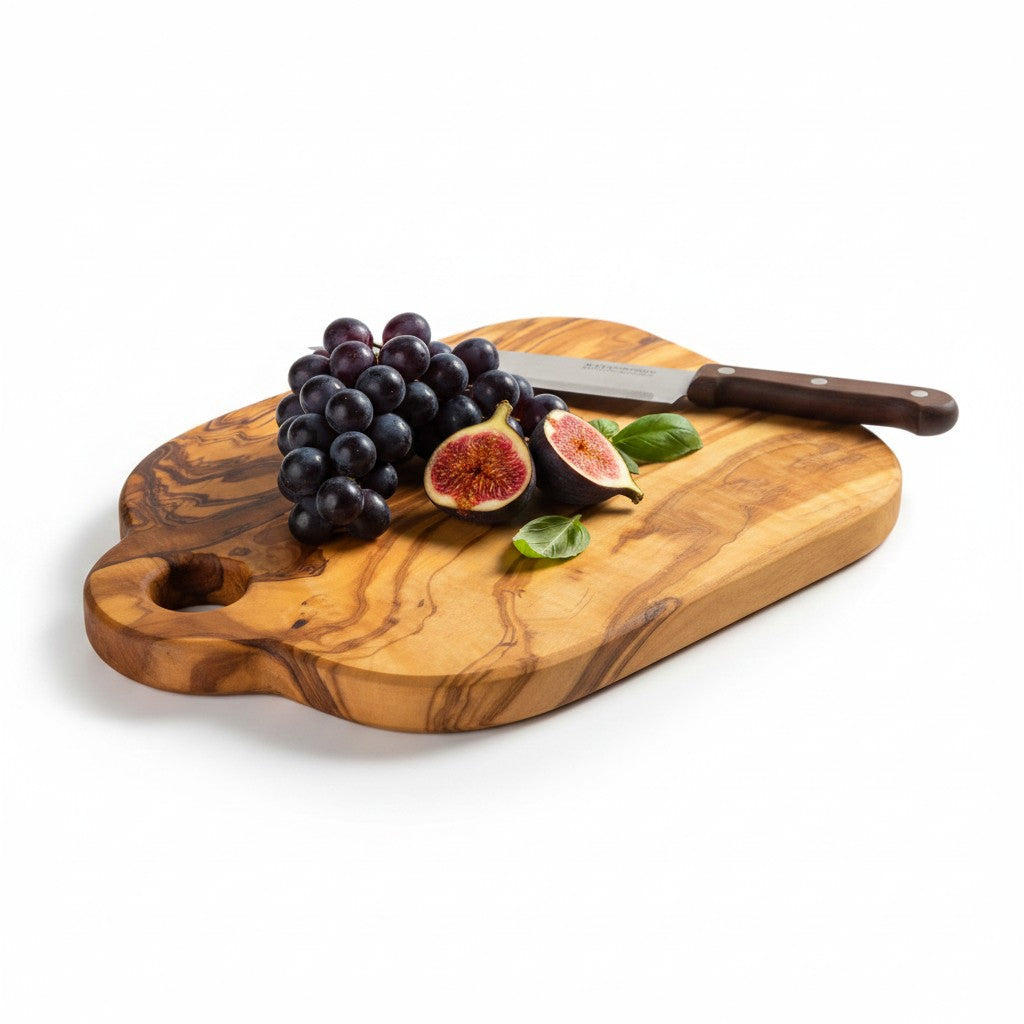 Handmade Olive Wood Mini Charcuterie Board with Handle | Small Cheese & Antipasti Serving Board | Natural Grain | 25 cm
