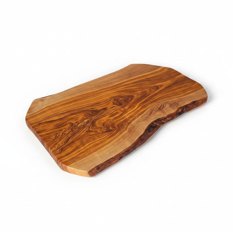 Handmade Olive Wood Live Edge Cutting Board — Rustic Charcuterie & Serving Board | Natural Bark Edge | Choose Your Size
