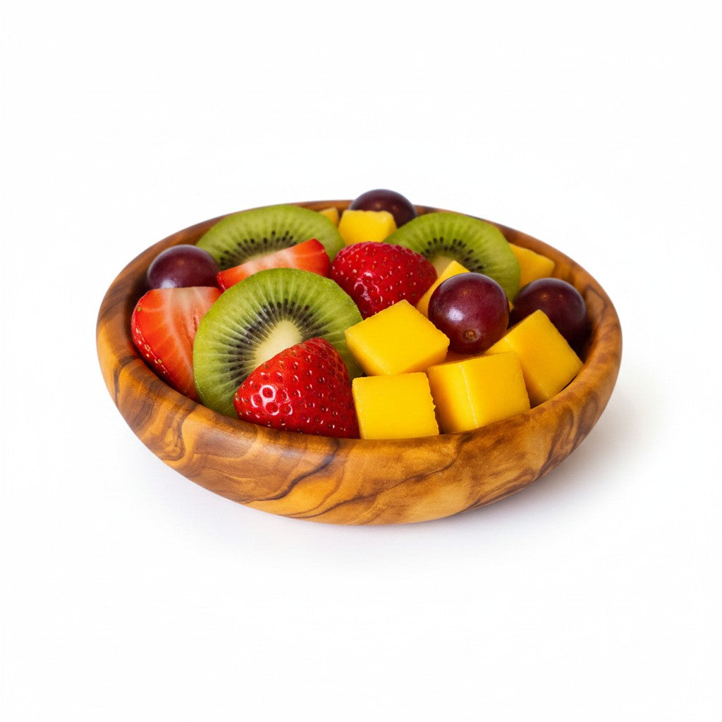 Handcrafted Olive Wood Round Plates - Individual Trays or 3pc Nesting Set