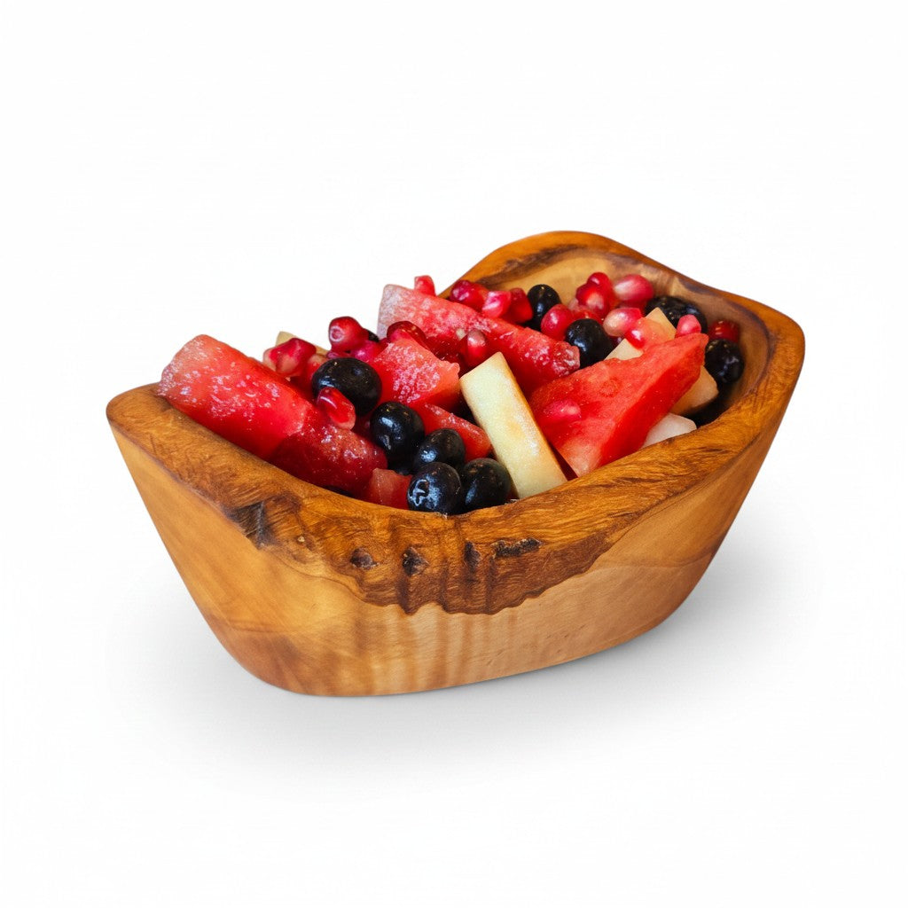 Handmade Olive Wood Boat Bowl | Deep Oval Fruit Salad & Serving Bowl | Beautiful Natural Grain | 13 cm · 15 cm · 18 cm