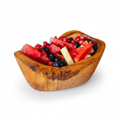 Handmade Olive Wood Boat Bowl | Deep Oval Fruit Salad & Serving Bowl | Beautiful Natural Grain | 13 cm · 15 cm · 18 cm