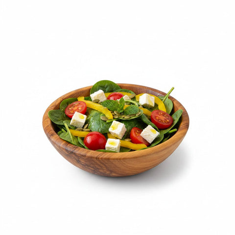 Handmade Olive Wood Bowl | Hand-Turned Wooden Salad Fruit & Serving Bowl | Beautiful Swirling Natural Grain | 6–20 cm