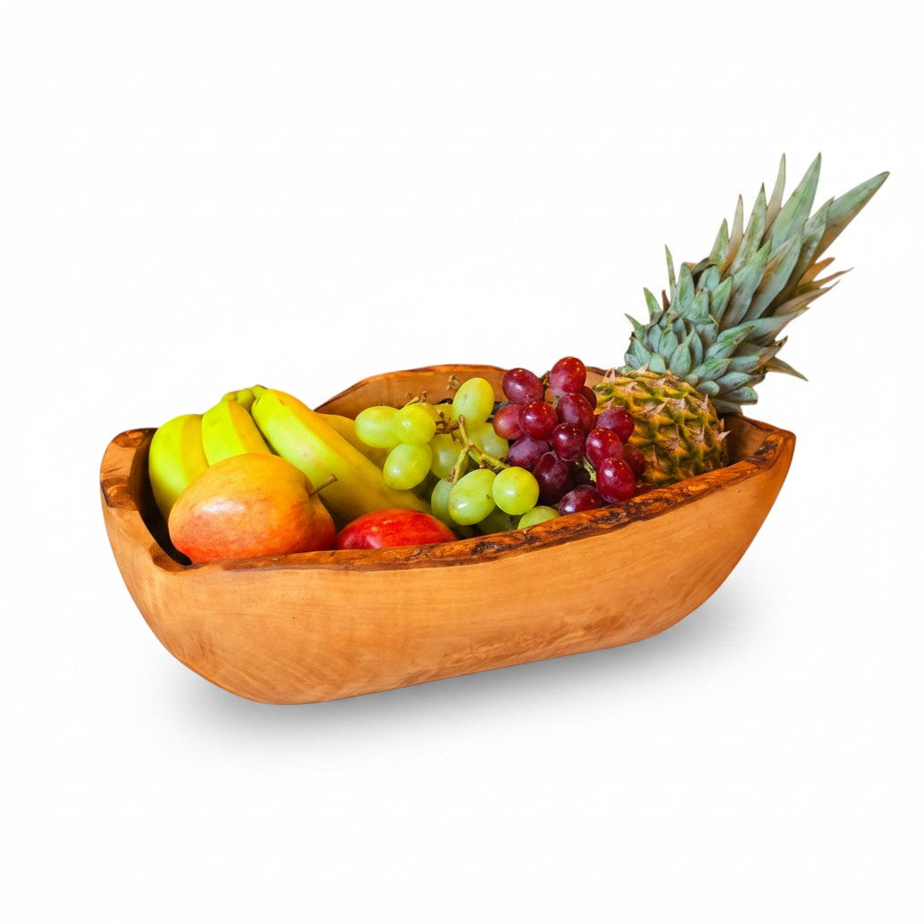 Hand-Carved Olive Wood Salad Bowl – Multi-Size Natural Rustic Serving Bowl (20cm - 45cm) – Artisan Fruit & Pasta Centerpiece Bowl