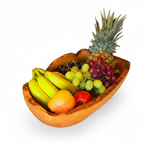 Hand-Carved Olive Wood Salad Bowl – Multi-Size Natural Rustic Serving Bowl (20cm - 45cm) – Artisan Fruit & Pasta Centerpiece Bowl