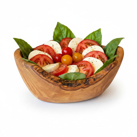 Hand-Carved Olive Wood Salad Bowl – Multi-Size Natural Rustic Serving Bowl (20cm - 45cm) – Artisan Fruit & Pasta Centerpiece Bowl