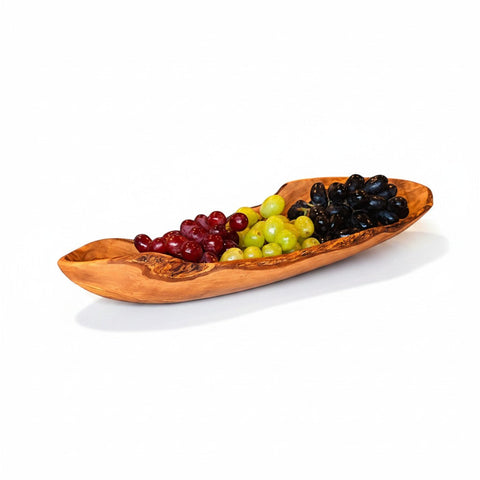 Handcrafted Olive Wood Boat Platter - 40cm or 50cm Large Wooden Serving Bowl