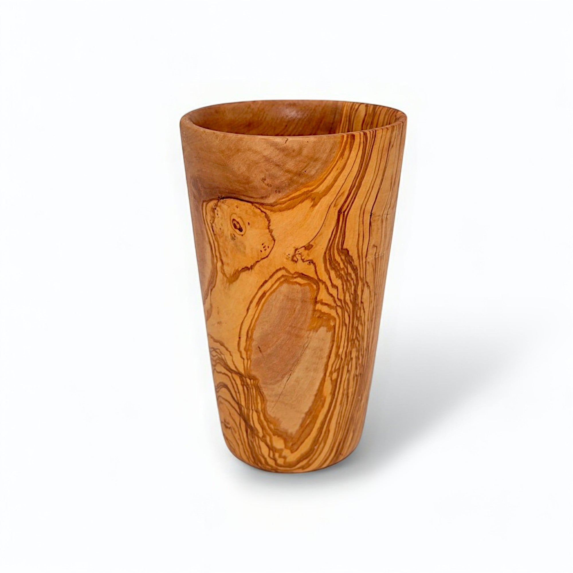 Olive Wood Kitchen Utensil Holder | Wooden Countertop Spoon Spatula Organizer