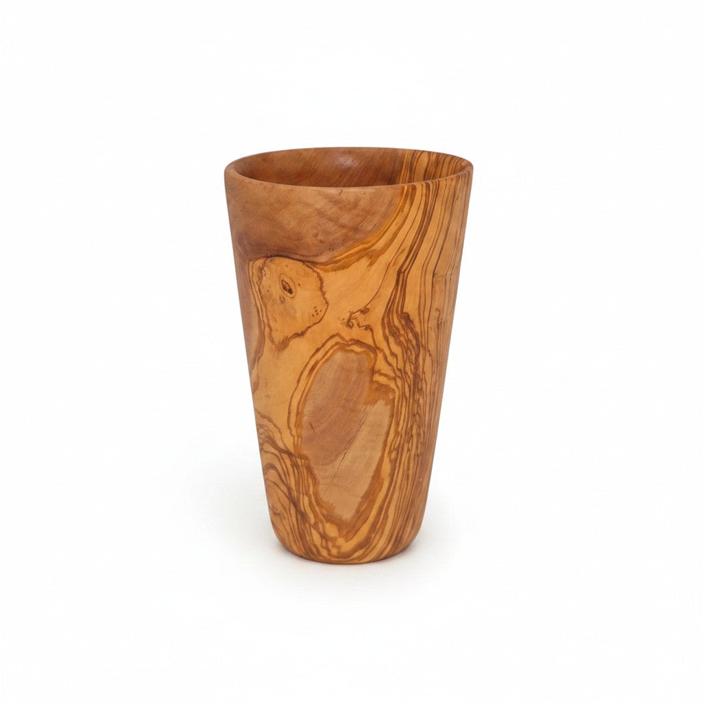 Olive Wood Kitchen Utensil Holder | Wooden Countertop Spoon Spatula Organizer