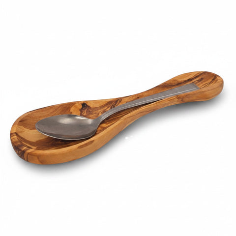 Olive Wood Spoon Rest | Wooden Kitchen Ladle Holder Cooking Utensil Stand