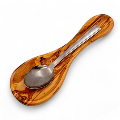 Olive Wood Spoon Rest | Wooden Kitchen Ladle Holder Cooking Utensil Stand