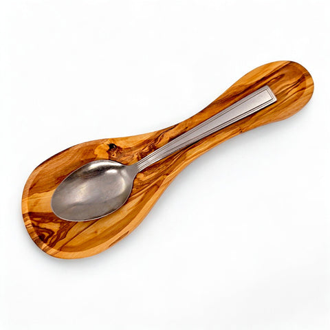 Olive Wood Spoon Rest | Wooden Kitchen Ladle Holder Cooking Utensil Stand