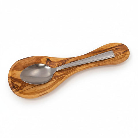 Olive Wood Spoon Rest | Wooden Kitchen Ladle Holder Cooking Utensil Stand