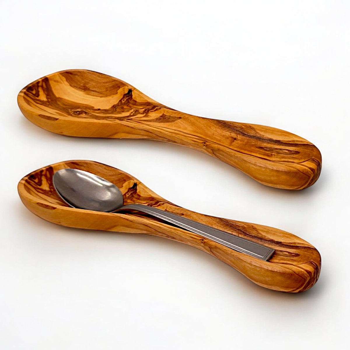 Olive Wood Spoon Rest | Wooden Kitchen Ladle Holder Cooking Utensil Stand