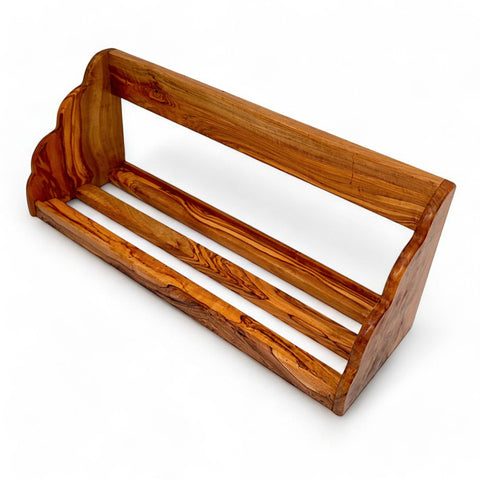 Olive Wood Storage Canister Set of 3 with Rack | Wooden Kitchen Spice Jar Pots