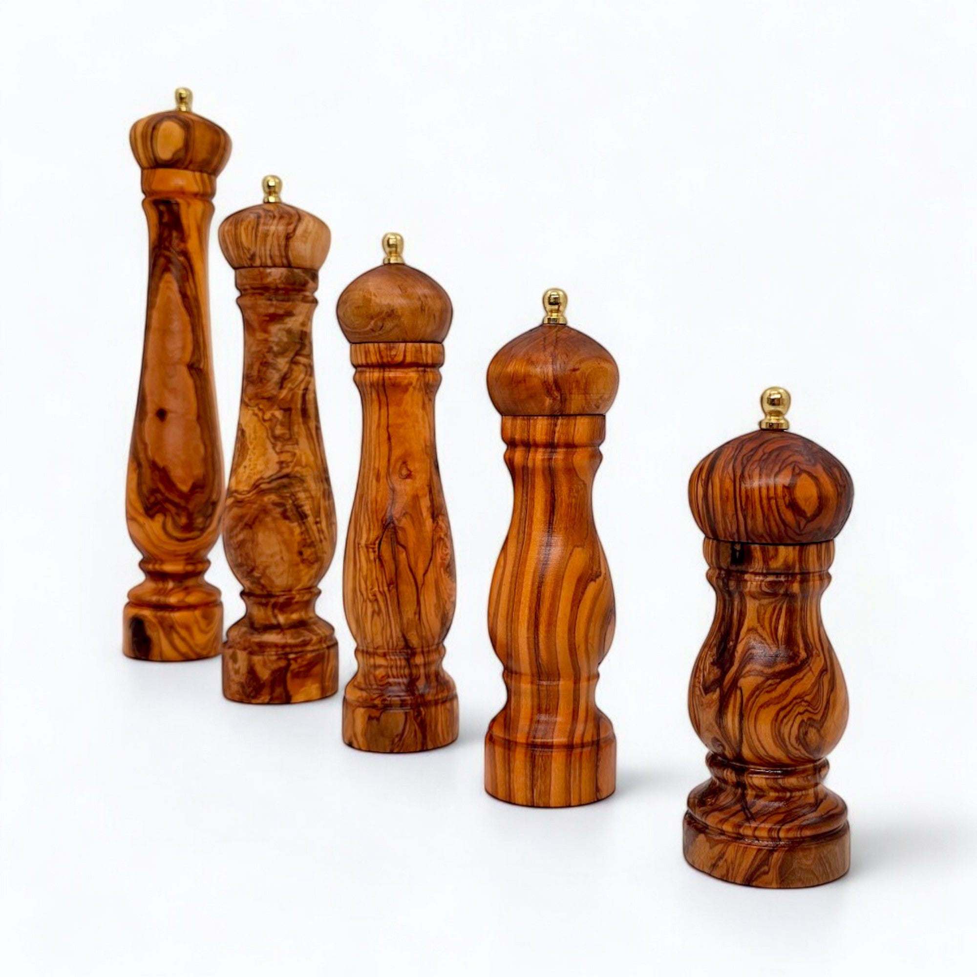 Olive Wood Spice Grinder Mill | Traditional Wooden Salt & Pepper Herb Shaker