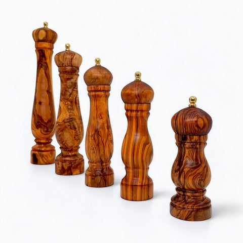 Olive Wood Spice Grinder Mill | Traditional Wooden Salt & Pepper Herb Shaker