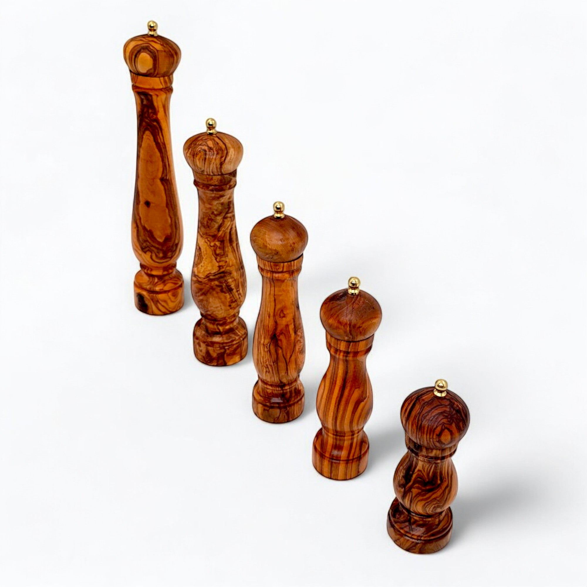 Olive Wood Spice Grinder Mill | Traditional Wooden Salt & Pepper Herb Shaker