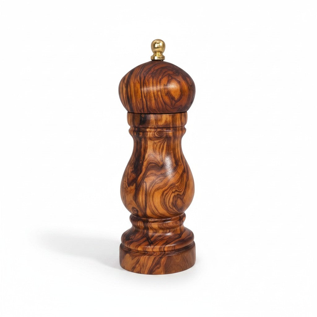 Olive Wood Spice Grinder Mill | Traditional Wooden Salt & Pepper Herb Shaker