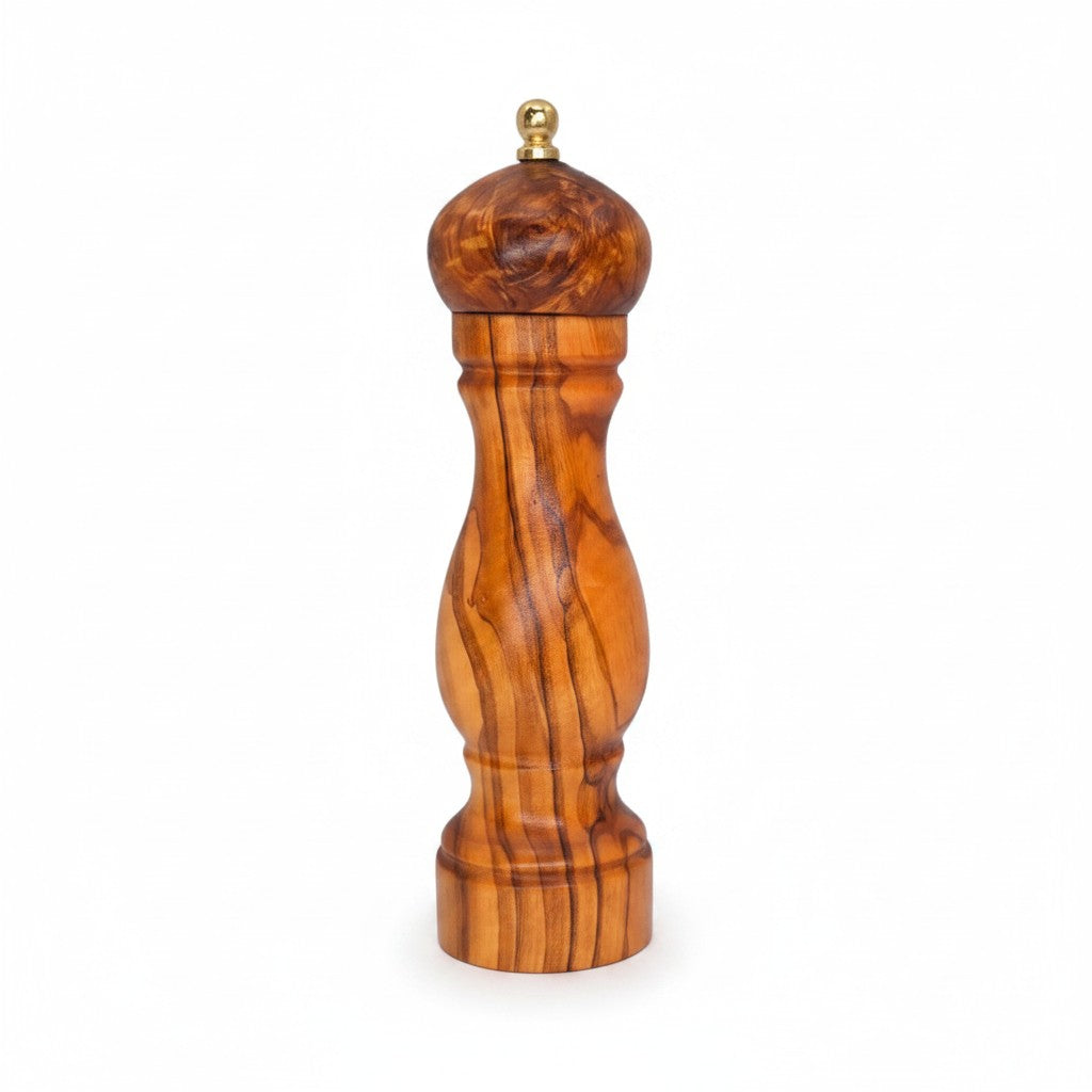 Olive Wood Spice Grinder Mill | Traditional Wooden Salt & Pepper Herb Shaker