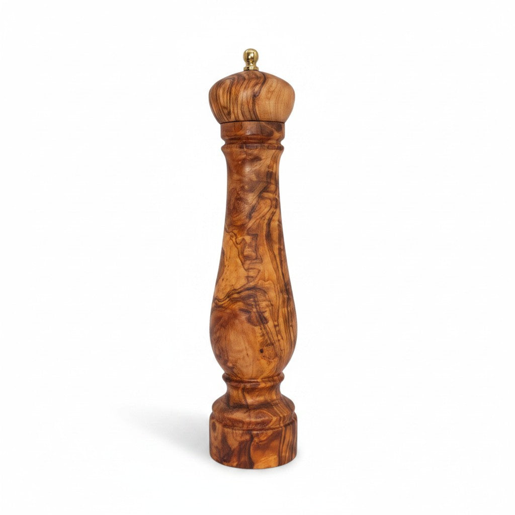 Olive Wood Spice Grinder Mill | Traditional Wooden Salt & Pepper Herb Shaker