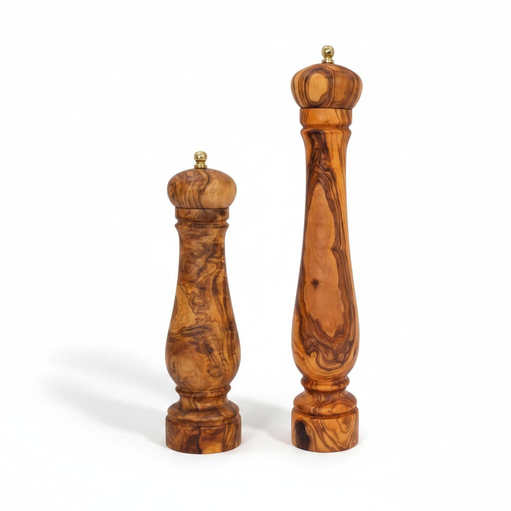Olive Wood Spice Grinder Mill | Traditional Wooden Salt & Pepper Herb Shaker