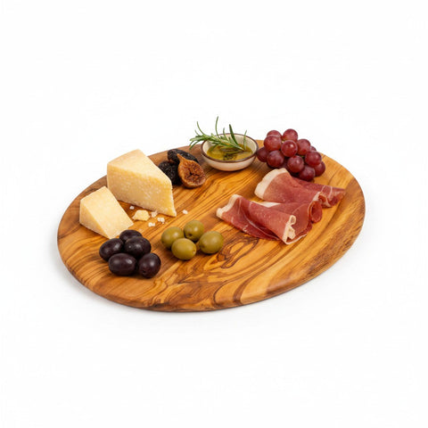 Handcrafted Olive Wood Round Plates - Matching 4pc Tapas & Appetizer Set