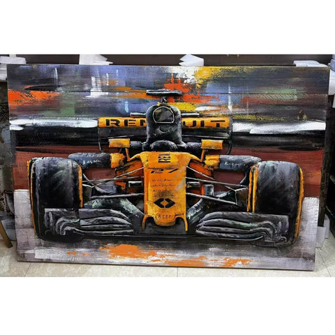 Handcrafted Race Car 3D Metal Wall Art for Home & Office Decor