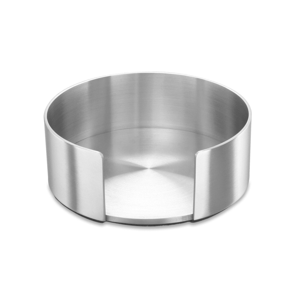 Zack Vetro Silicone Coaster Set with Brushed Steel Stand | Set of 6