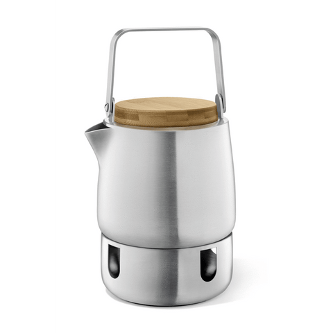 Zack Bevo Premium Brushed Stainless Steel Teapot with Bamboo Accents (1.3L) - Award-Winning German Design