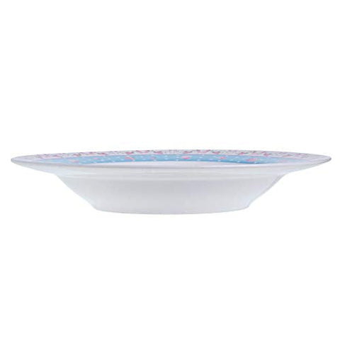 Porcelain Fine China Soup Pasta Bowls Wide Rimmed Set 4 Gift Box 9 inch 23cm (Rose Blue)