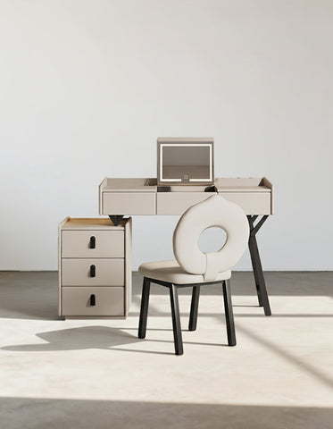 Pilar Dressing Table LED Mirror With Drawers, Cream