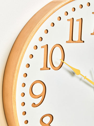Vitus White Wood With Gold Numbers Wall Clock
