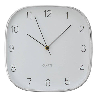 Elko Square Silver Finish Case Wall Clock