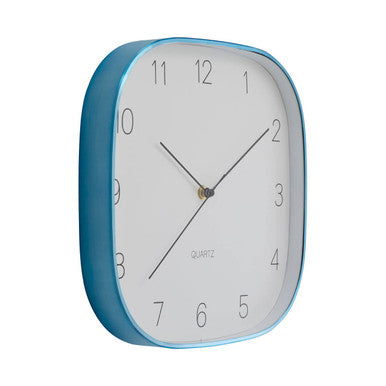 Elko Square Blue Finish Case Wall Clock